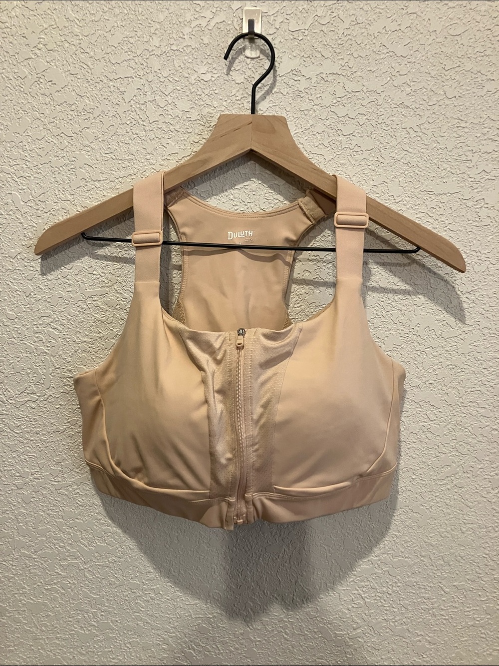 Duluth Trading Co Beige Front-Zip Support Sports Bra